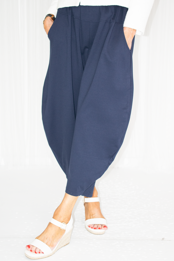 Eileen horseshoe scuba trousers in navy