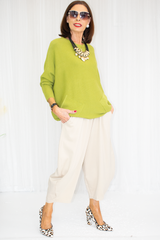 Hollie Two Pocket Cocoon Jumper in Pistachio