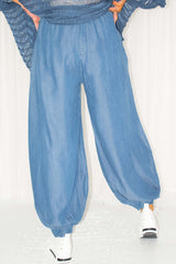 Shona Chambray Balloon Trouser in Wash Denim