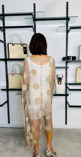 Afelia Crochet Beige Overlay  Dress