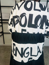 Abstract Print jacket White with black writing