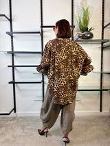 Portofino Ruffle Sleeve Shirt in Leopard Print