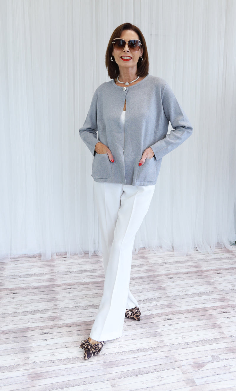 COLETTE DIAMANTE CARDIGAN - GRAY