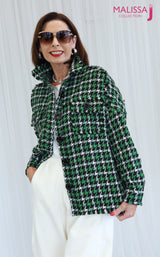 HELENA HOUNDSTOOTH JACKET - GREEN