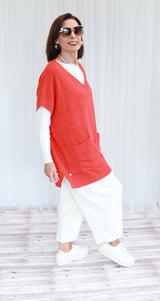 LYLA KNIT TUNIC - RED - 1838