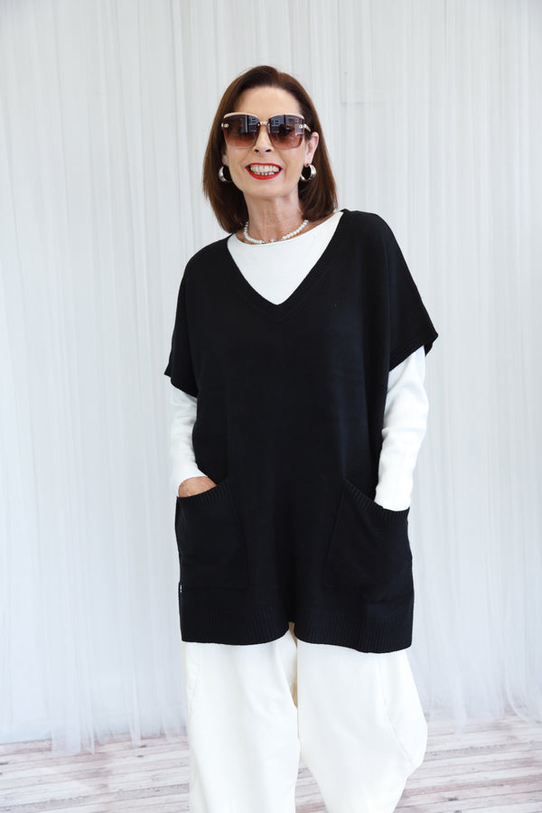 LYLA KNIT TUNIC - BLACK - 1838