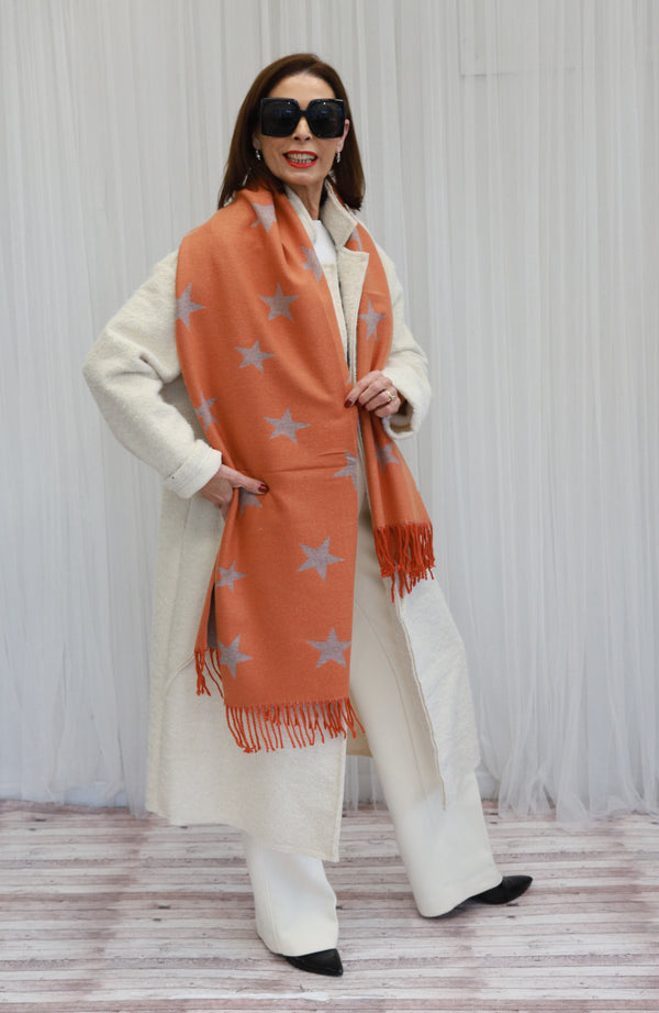 DOUBLESIDED STAR SCARF - ORANGE