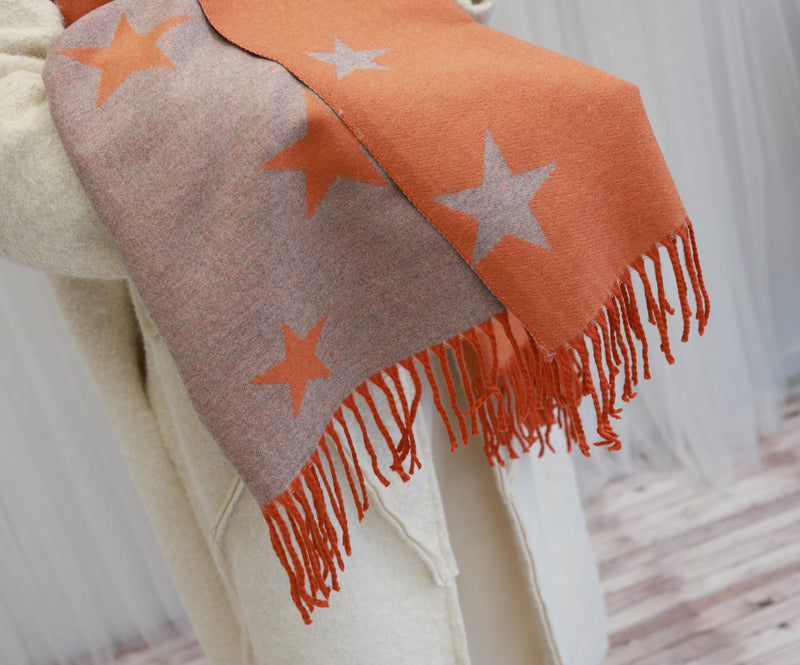 DOUBLESIDED STAR SCARF - ORANGE