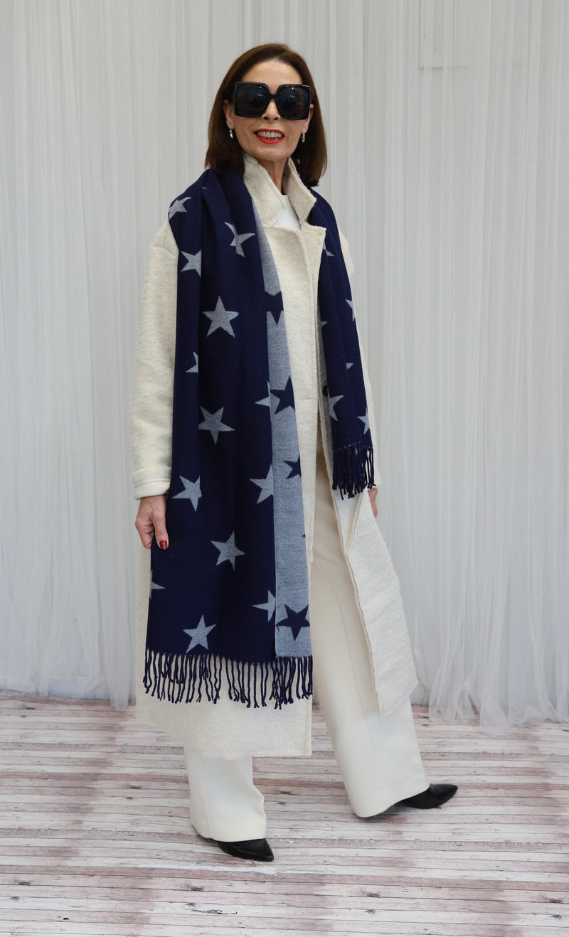 DOUBLESIDED STAR SCARF - NAVY