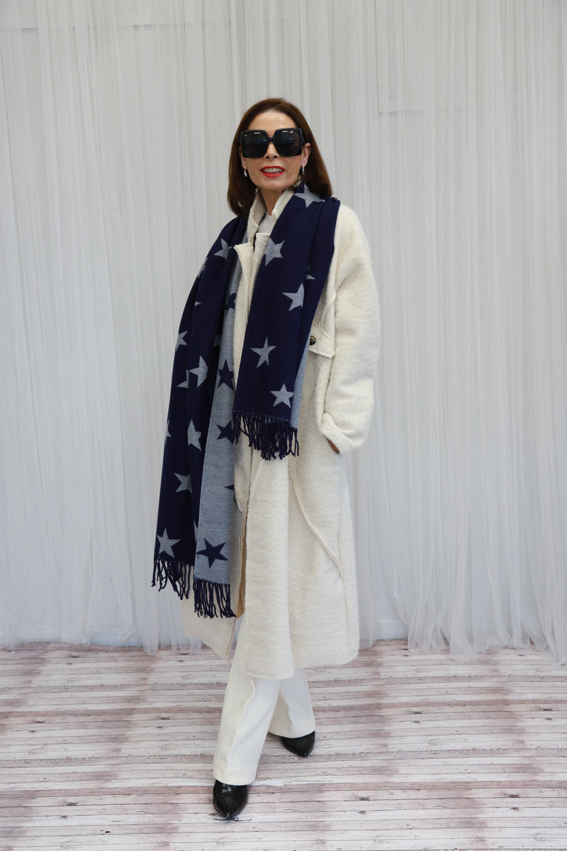 DOUBLESIDED STAR SCARF - NAVY