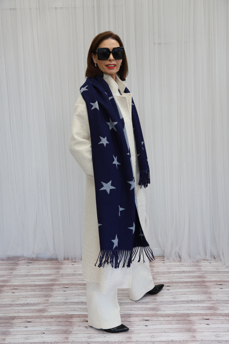 DOUBLESIDED STAR SCARF - NAVY