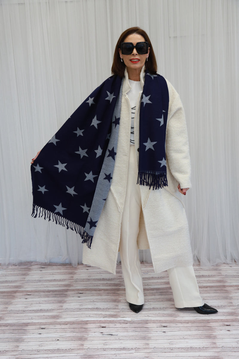 DOUBLESIDED STAR SCARF - NAVY