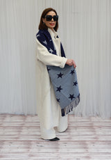 DOUBLESIDED STAR SCARF - NAVY