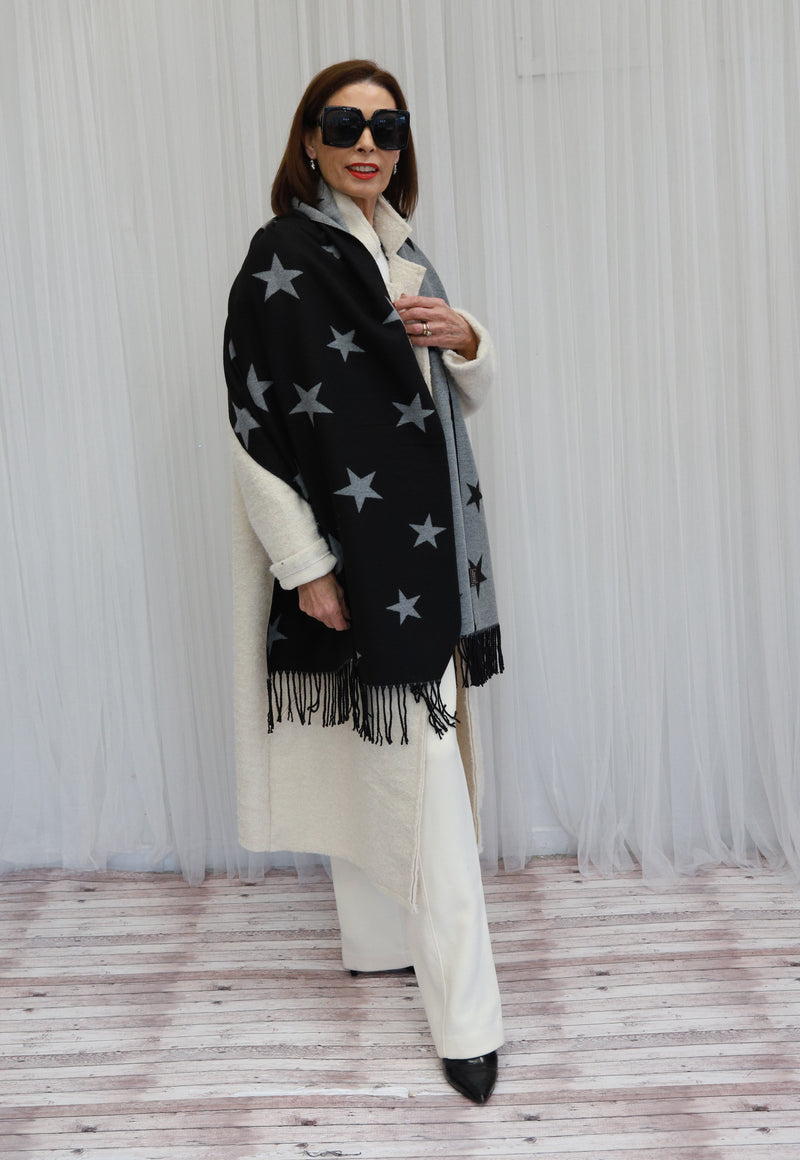 DOUBLESIDED STAR SCARF - BLACK