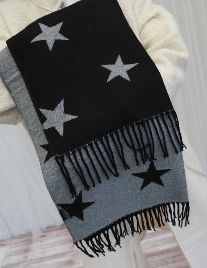 DOUBLESIDED STAR SCARF - BLACK