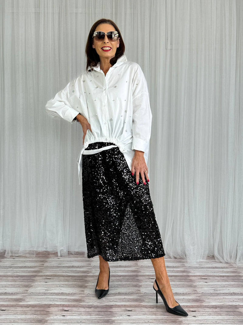 Black Jacklin sequin skirt