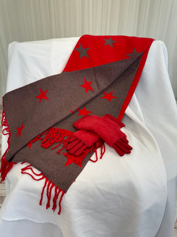 STARBOX SET IN RED WITH GREY STARS