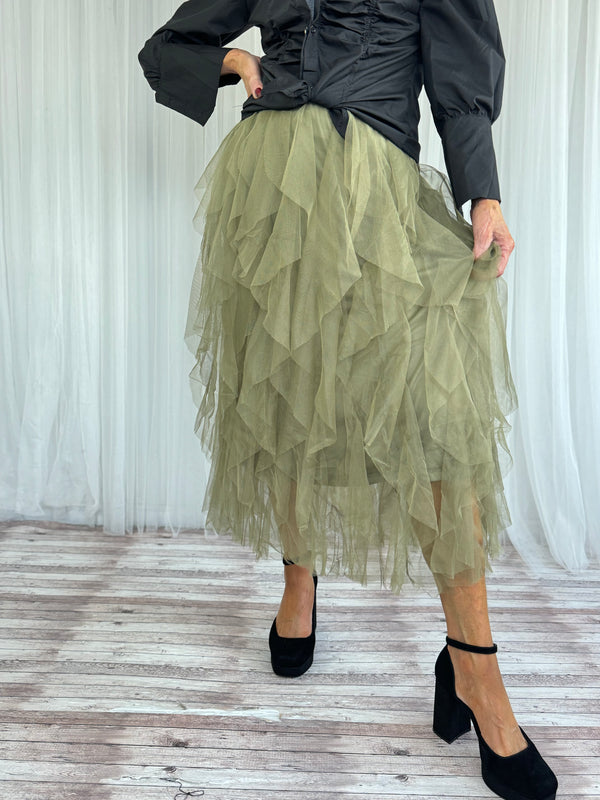 TAMARA TULLE SKIRT - PISTACHIO