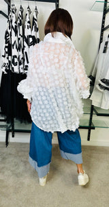 Daisey Ruffle sleeve Shirt in white