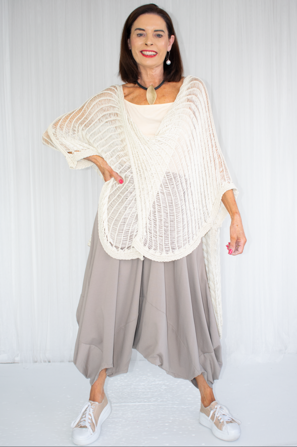 Calina Cross Over Fine Knit in Warm pure white