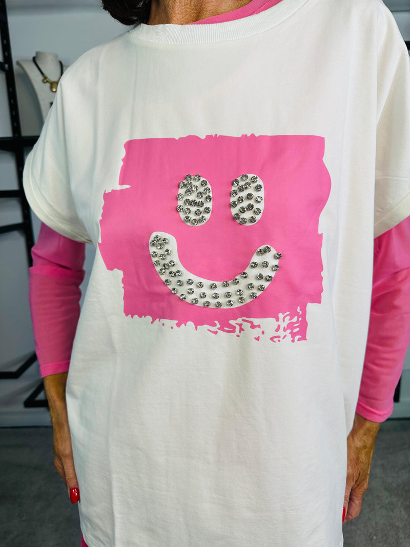 Tori T-shirt in Cream and Pink