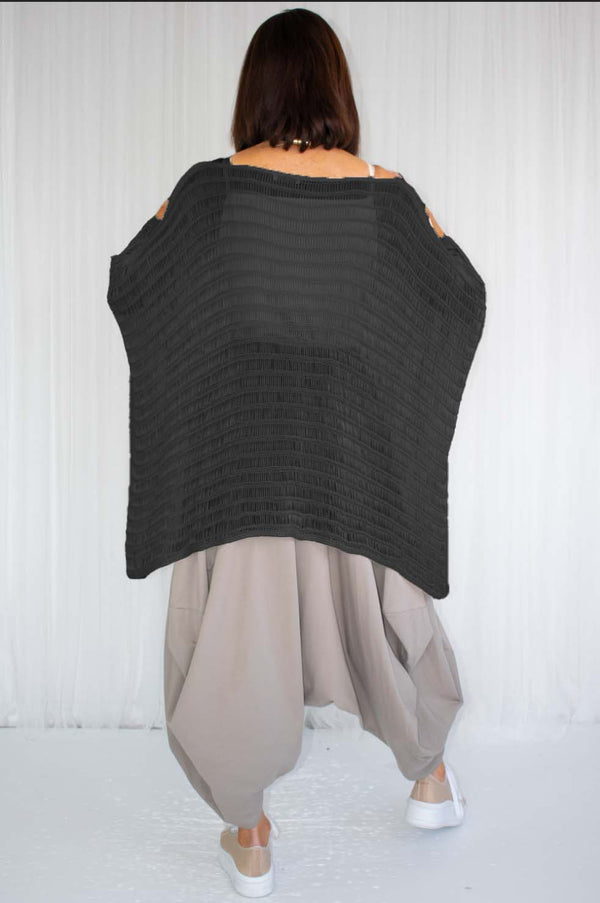 Calina Cross Over Fine Knit in Black