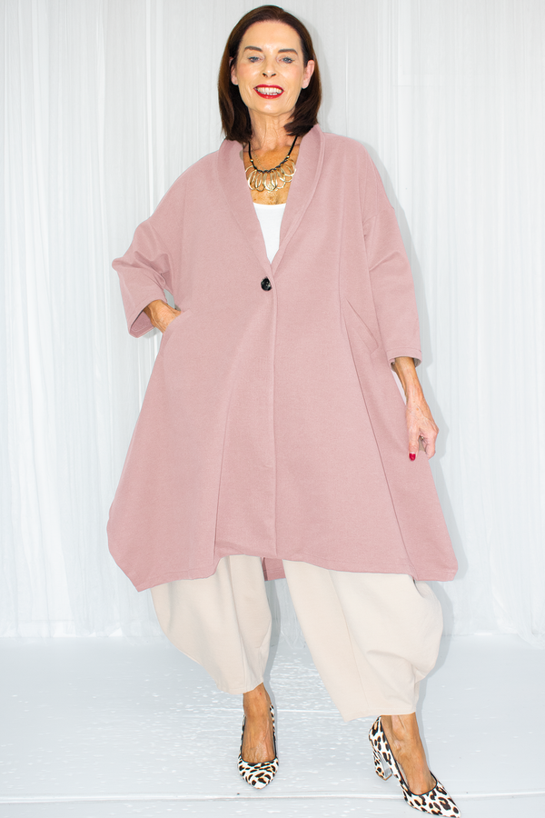 Mila Collared Scuba Cocoon Jacket Blush