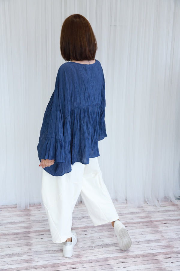 CLARA CHIFFON TOP - NAVY