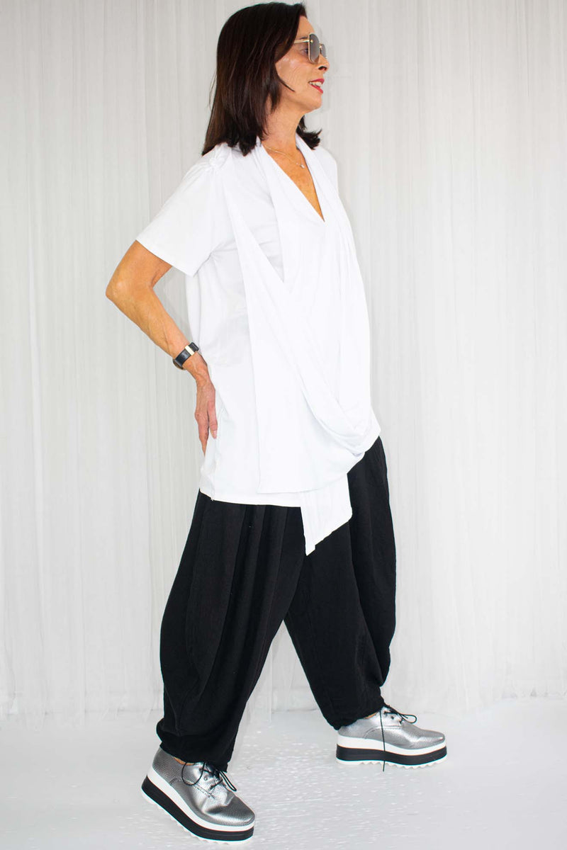 Tabitha Cowl Neck Drape Top in White