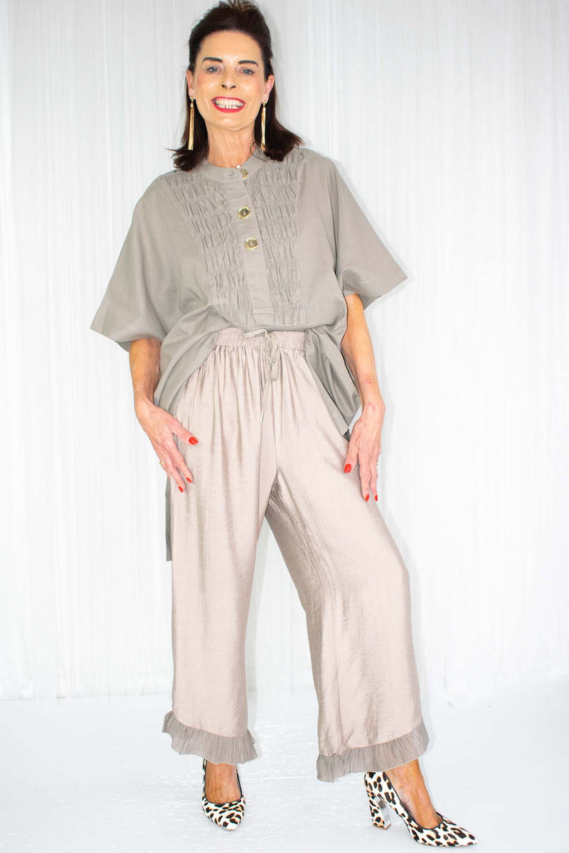 Remi Ruffle Hem Trouser in Mocha