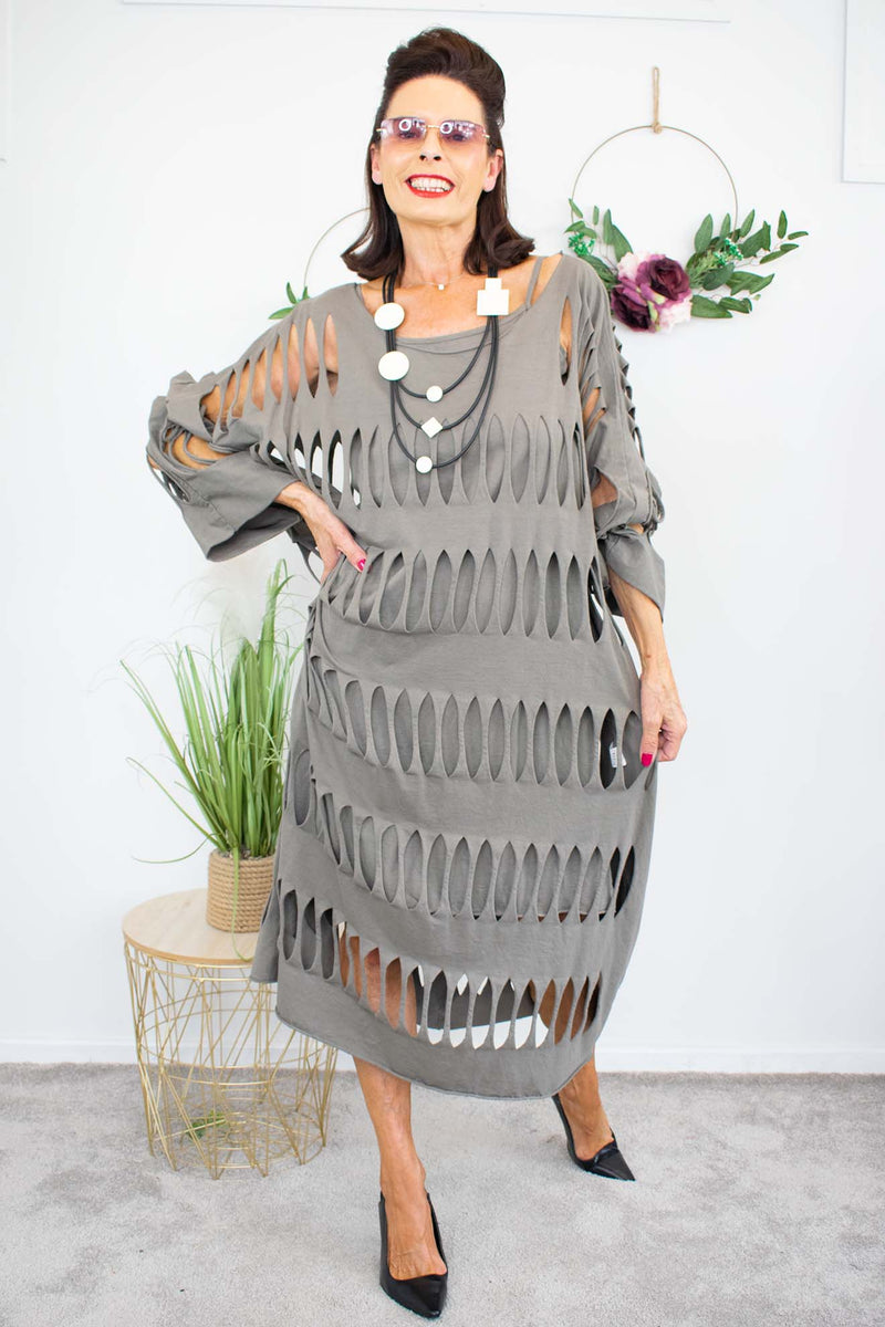 Holy Moly Dress in Slate mocha