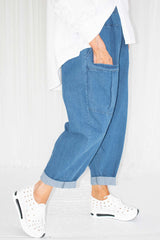 Jessica Cocoon Denim Style Trouser in Wash Denim