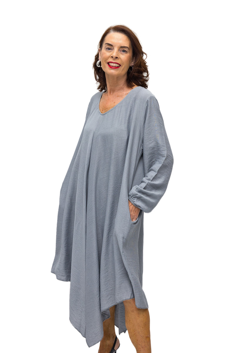 Amira Full Length Dress - Stone Grey