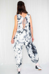 Tala Tie-Dye Jumpsuit In Beige with Black