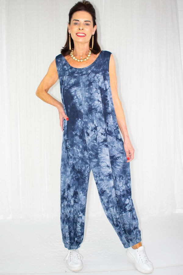 Tala Tie-Dye Jumpsuit In Denim Blue