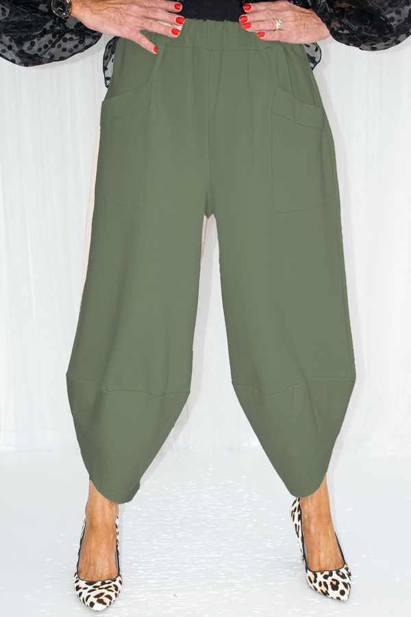 Reagan Scuba Two Pocket Cocoon Trouser in Khaki