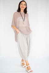 Sarana Slouch Batwing Fine Knit in Mocha