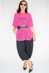 Sarana Slouch Batwing Fine Knit in Cerise Pink