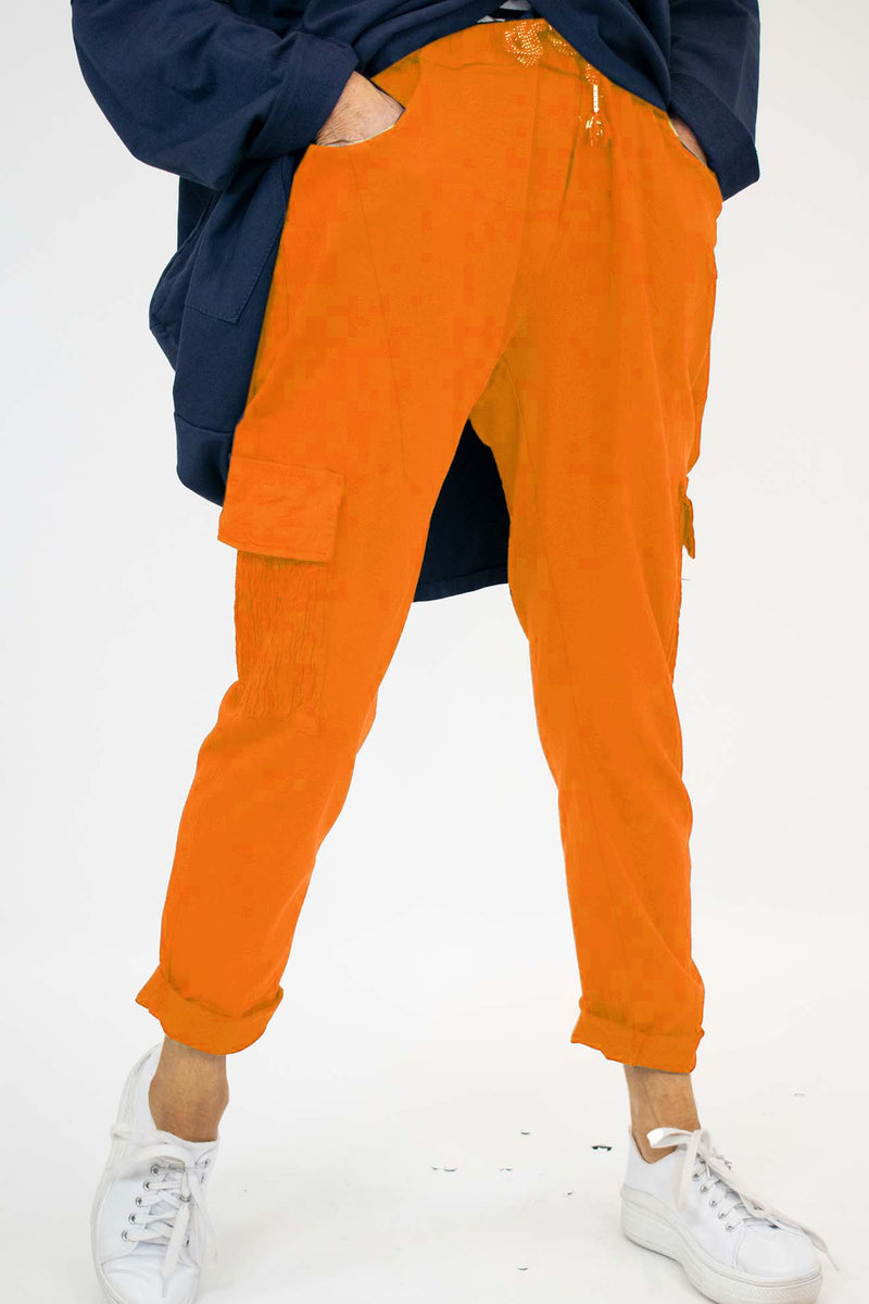 Ruched Pocket Magic Trouser in Orange