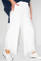 Remi Ruffle Hem Trouser in White