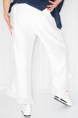 Remi Ruffle Hem Trouser in White