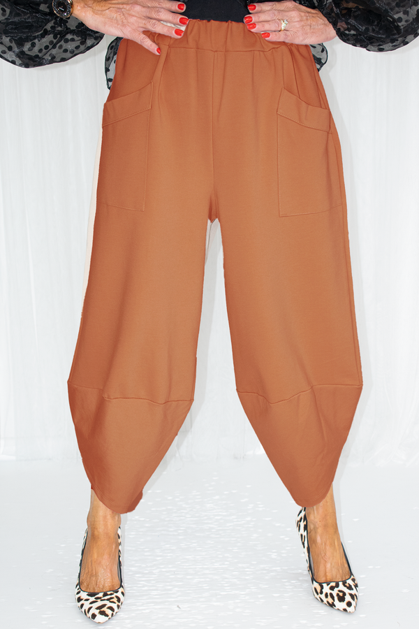 Reagan Scuba Two Pocket Cocoon Trouser in Rust