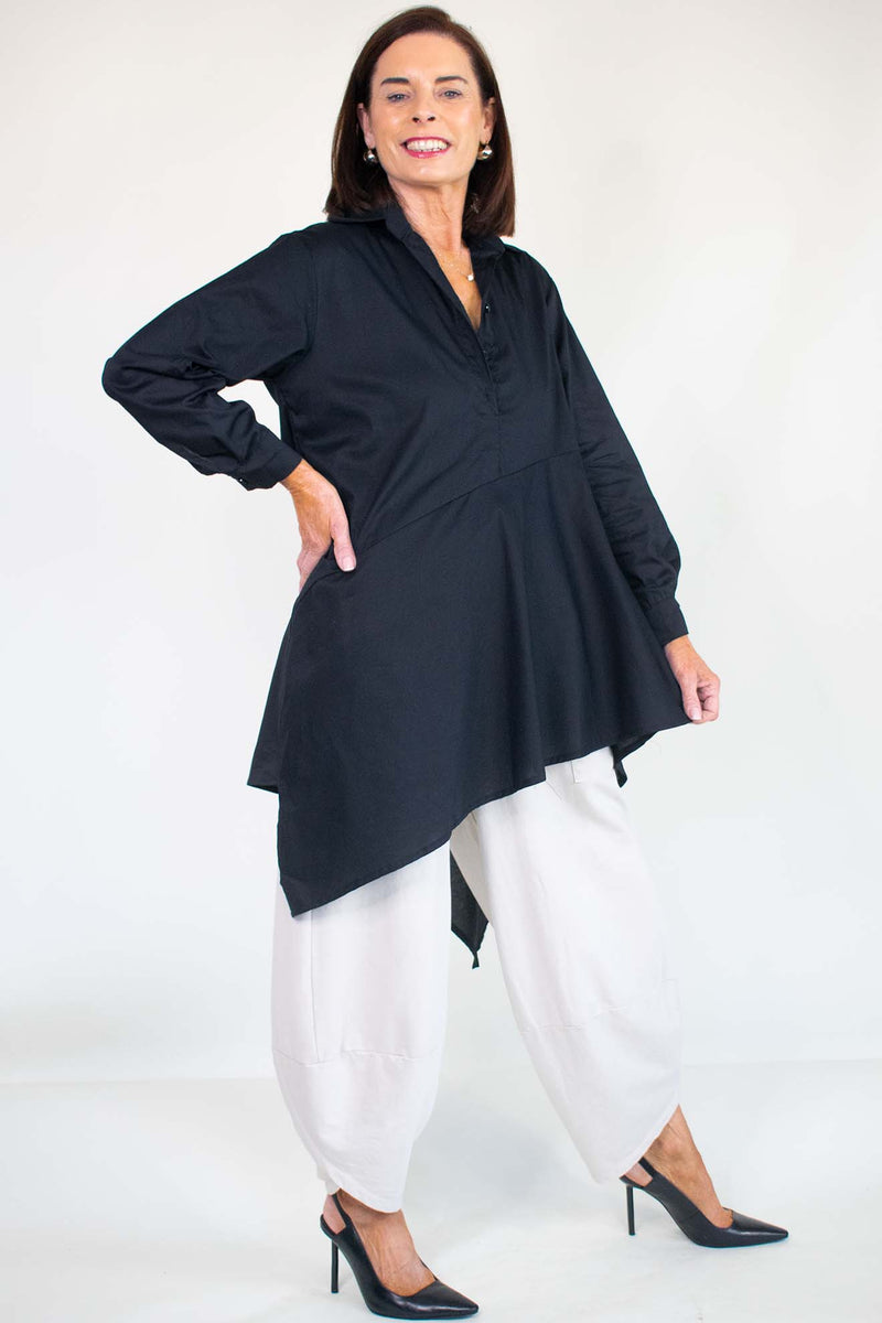 Sacha Waterfall Shirt in Classic Black