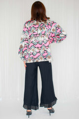 Sheridan Studded Collar Shirt in Hot Pink Snake Print