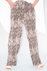 Hailey Wide Leg Pleated Trousers in Snake Print