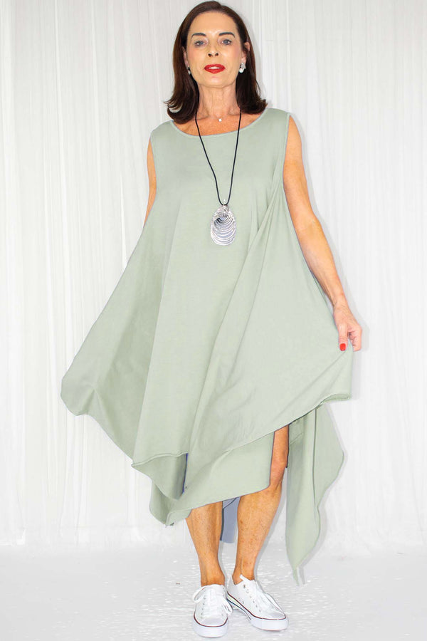 Sicilia Swing Tunic Dress in Sage