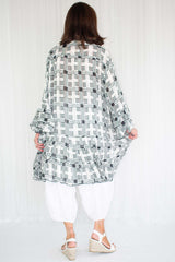 Leonna Layered Frill Shirt/Dress in Mono Houndstooth