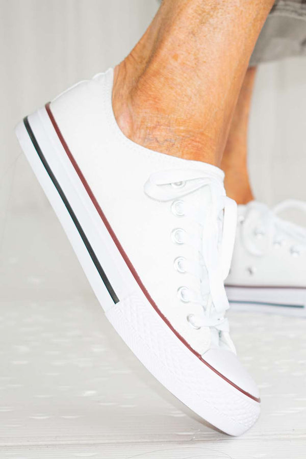 Classic Low-Top Canvas Trainers in White