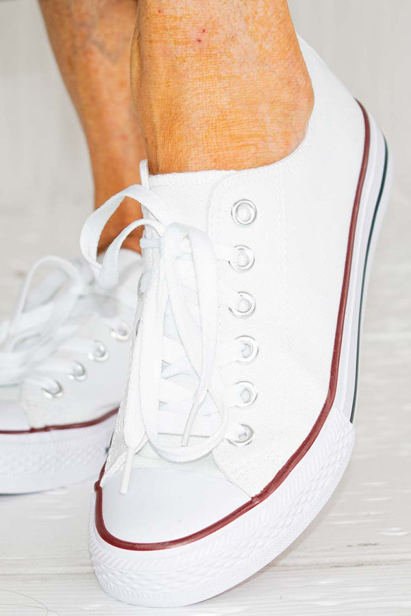 Classic Low-Top Canvas Trainers in White