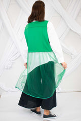 Leanna Longline Mesh Waistcoat in Green